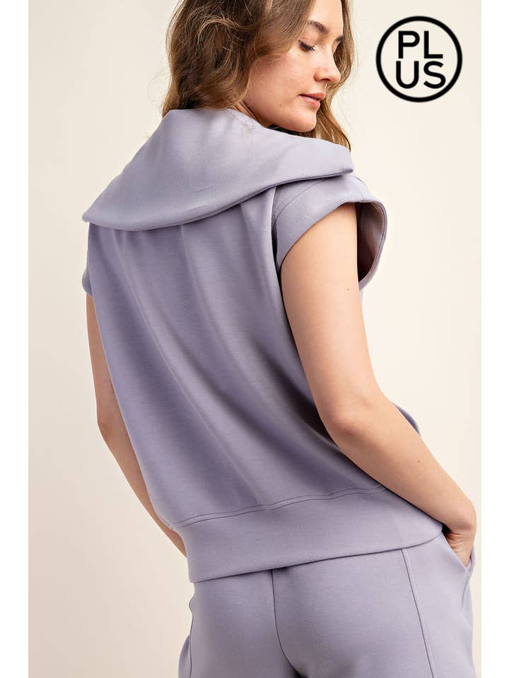 Rae Mode - Wholesale Athletic Top - Women's - PLUS SIZE MODAL SCUBA SHORT SLEEVE QUARTER ZIP TOP21