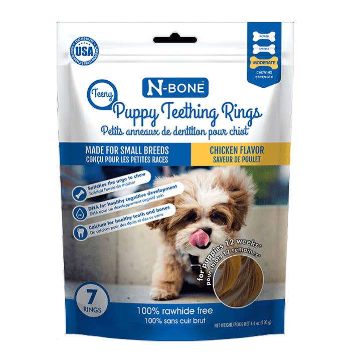 King Wholesale Pet Goods - Vente Jouet à mâcher – chien - Anneaux de dentition N-Bone Teeny Puppy, poulet, paquet de 7