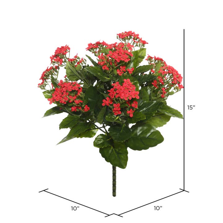 Vickerman 15" Artificial Red Kalanchoe Bush. for wholesale on Faire2
