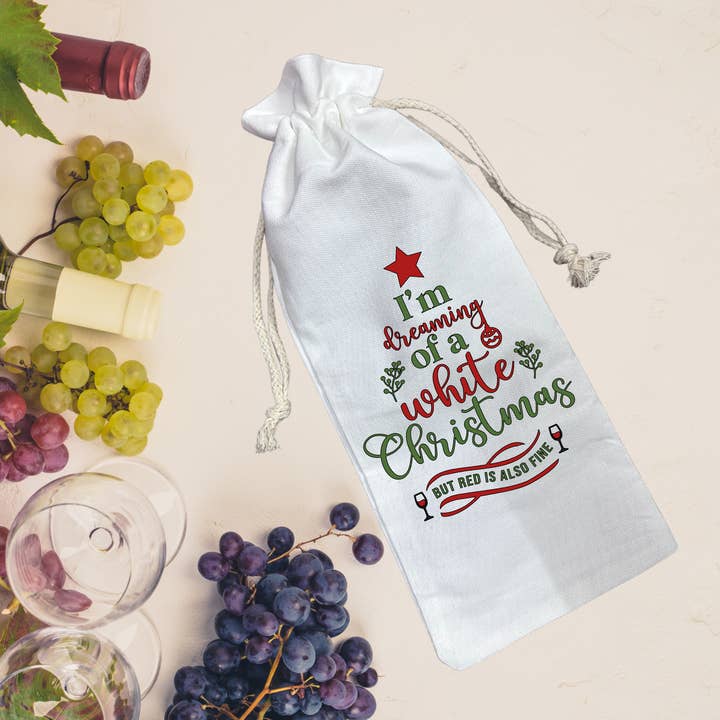 Dreaming of a White Christmas Holiday Wein-Geschenktüte, Flasche für den Großhandel von Cacciatore’s Corner