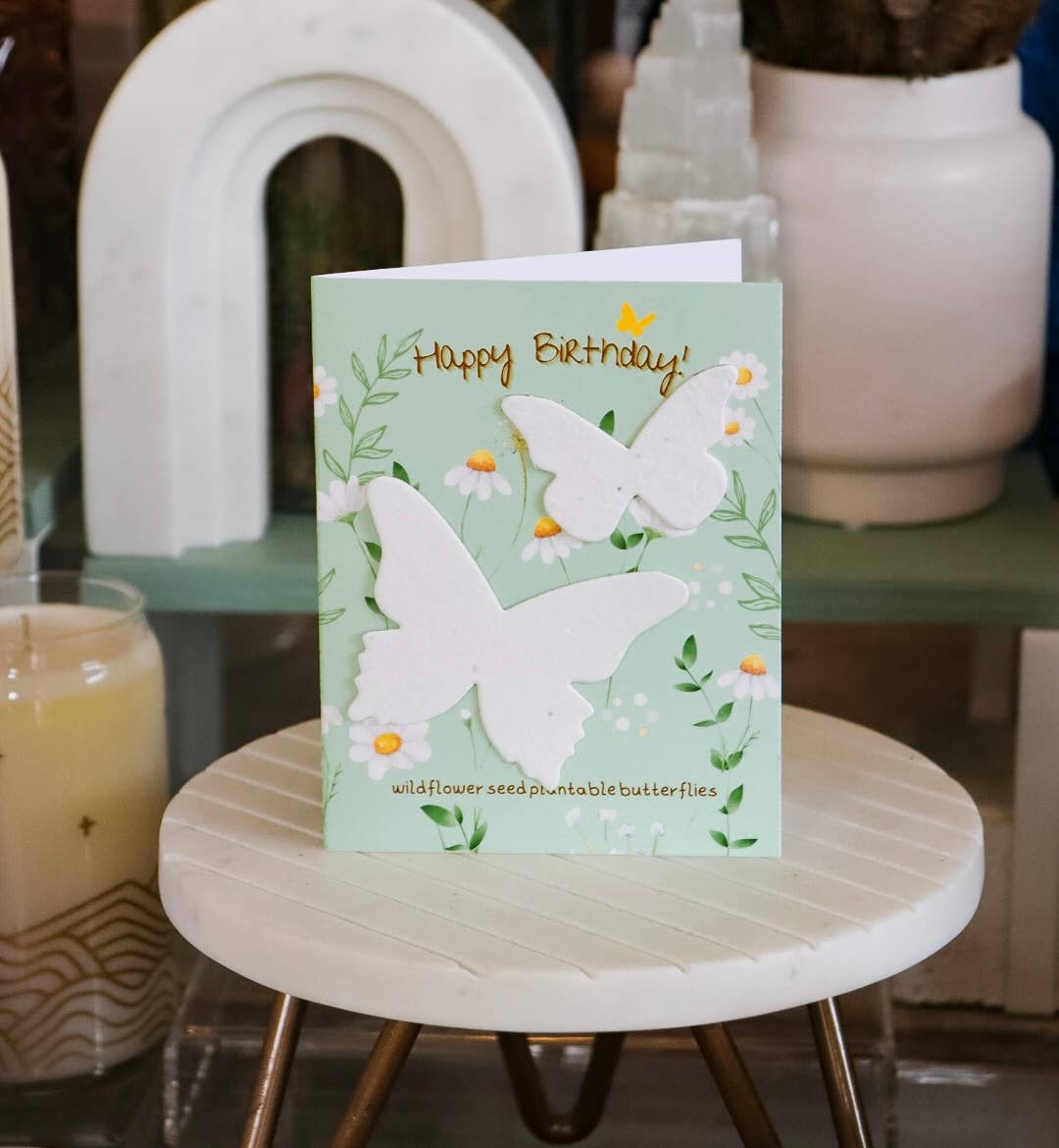 The Raven’s Edge Studio - Wholesale Verjaardagskaartje - Plantbare Vlinder Verjaardagskaart: Wildebloem Zaadpapier4