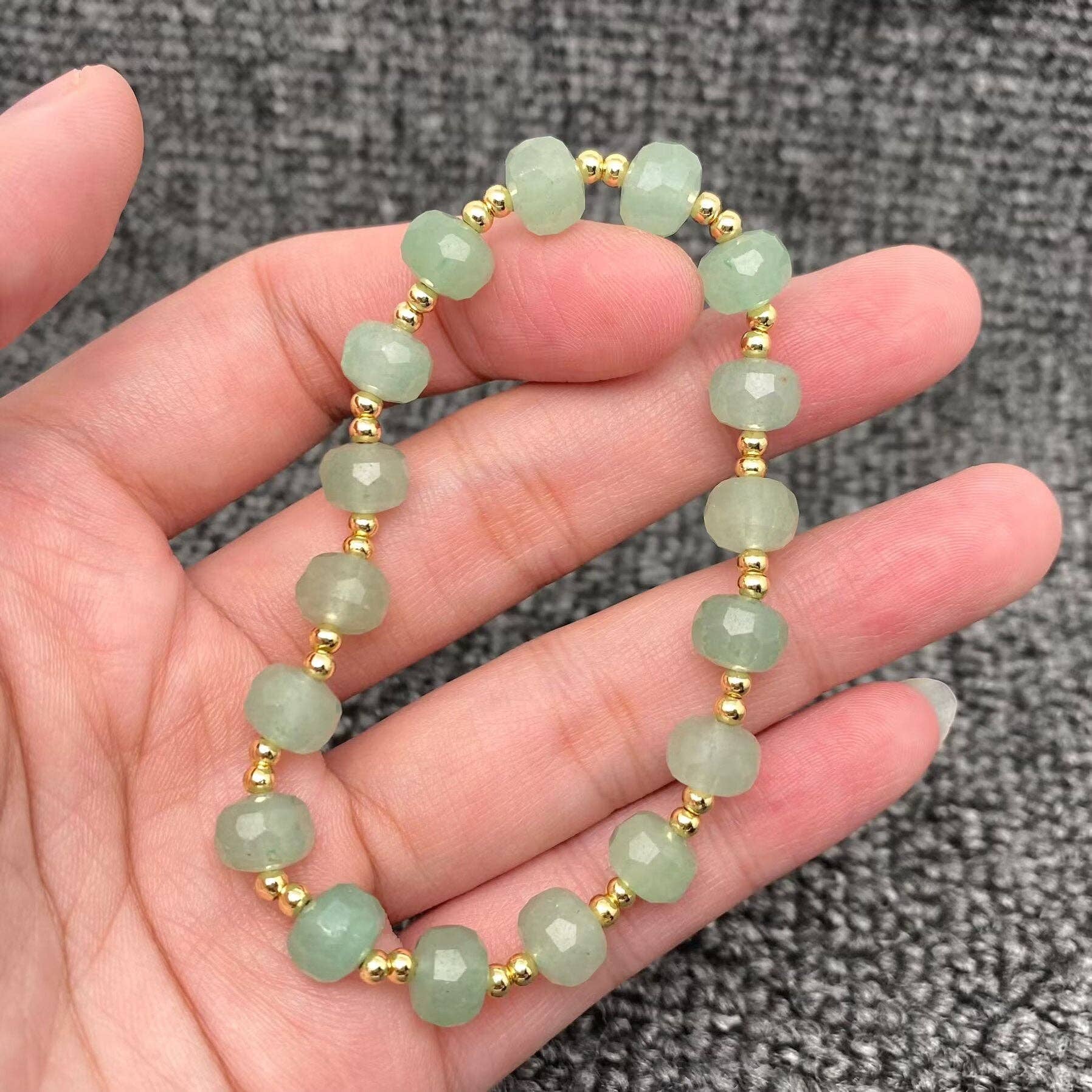 Mio Queena - Wholesale Beaded Bracelet - Natural Stone & 18K Gold Plated Copper Beaded Bracelet - CS0