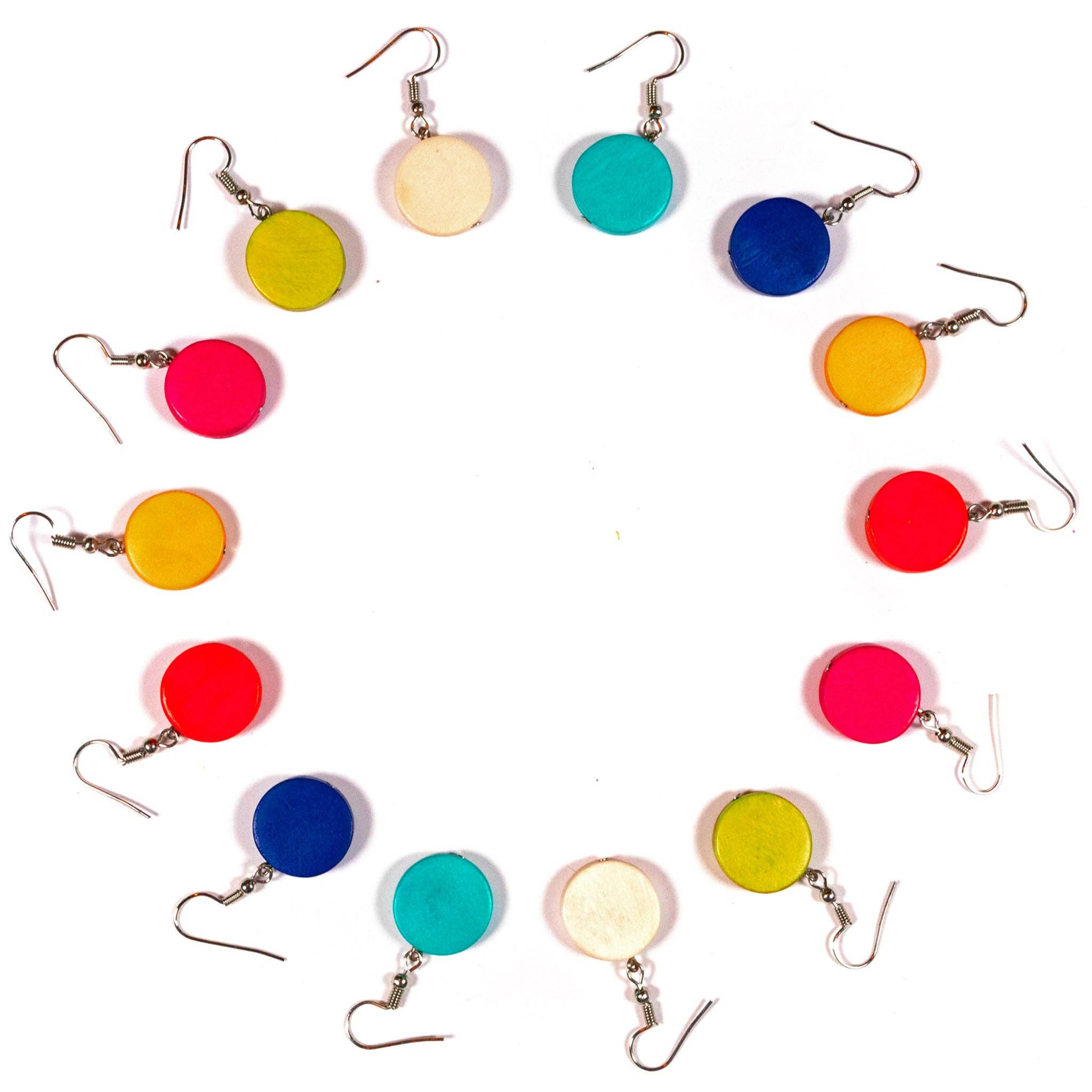 Lotusfeet - Vente Boucles d'oreilles pendantes - Boucles d'oreilles disque en bois HAE12