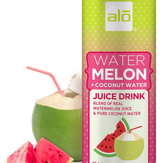 Watermelon + Pure Coconut Water/100% Juice/12 pack of 10.8 FL OZ slim cans for wholesale by ALO drink