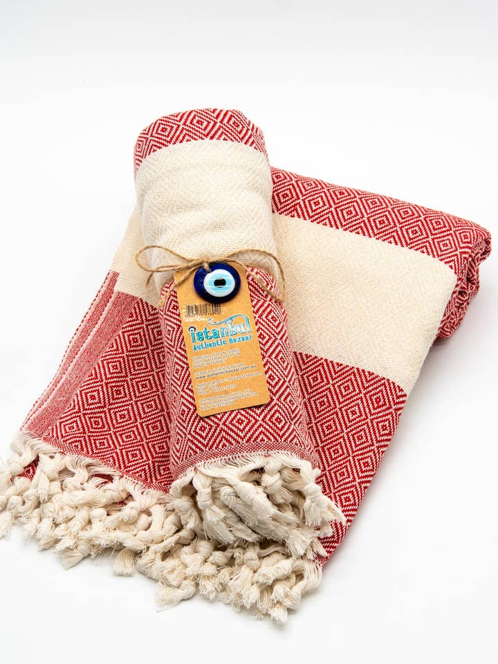 Turkish Cotton Towel - Red for wholesale by Istanbul Authentic Bazaar