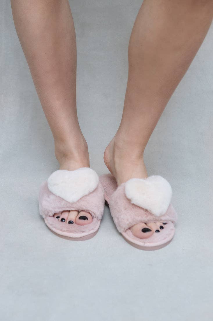 limlim - Vendita all'ingrosso Pantofole - Donna - CIABATTE PELUCHE CUORE2