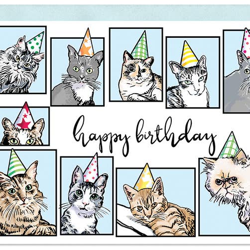 Chats en chapeaux - Joyeux anniversaire pour la vente par Daniel Joseph Durkin Illustrations
