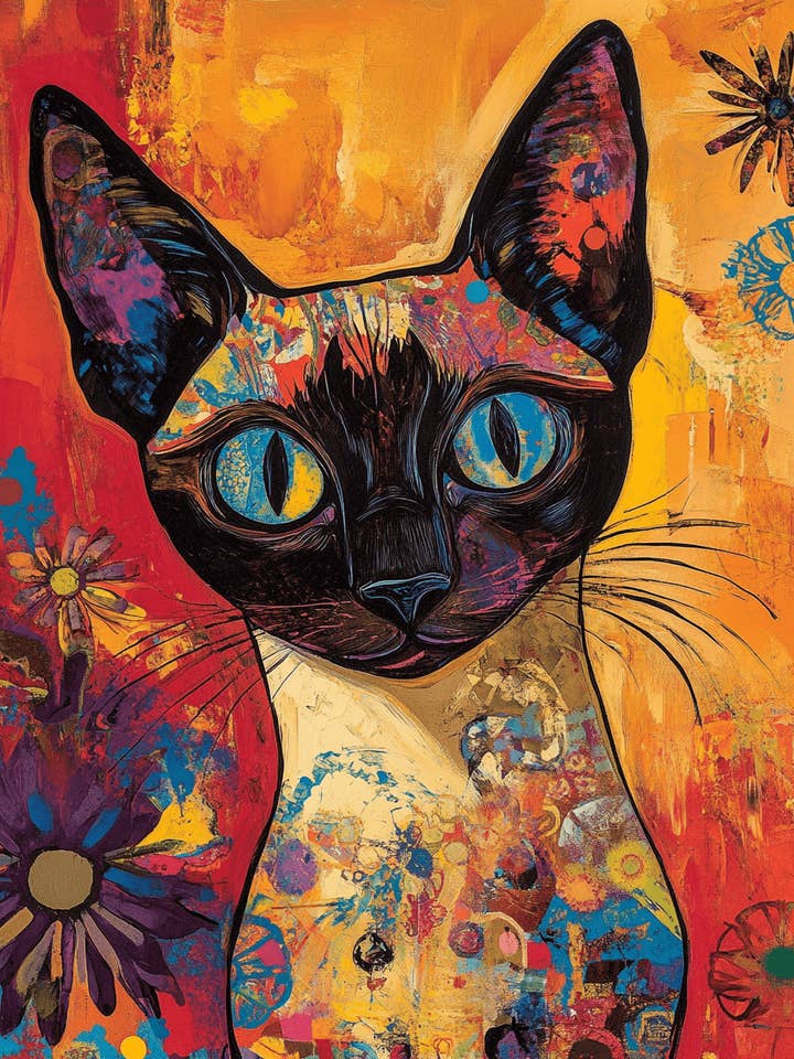 Abstract Siamese Cat - Abstract Art - Pet Wall Art – 8″x10″ Artwork – 11″x14″ Matte for wholesale by Mowbi