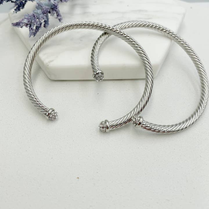 Twisted open with Zirconia at the ends Bracelet for wholesale by Cherie by Cherie