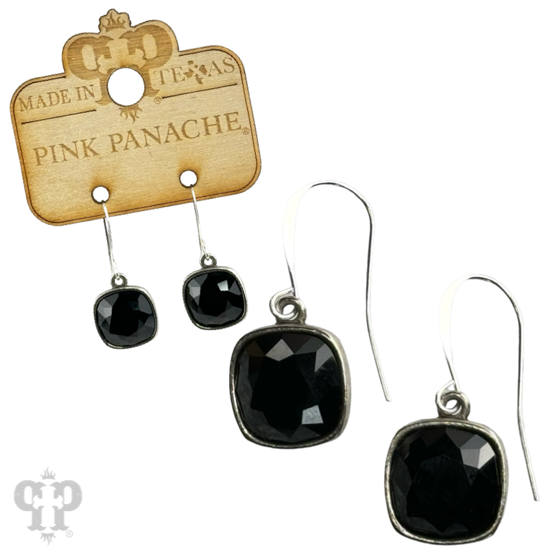 Pink Panache Brands - Wholesale Dangle Earrings - Austrian square crystal hook earring, 12mm40