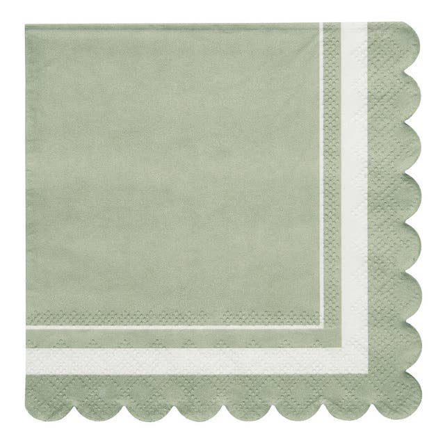 Sophistiplate - Wholesale Disposable napkin - Cocktail Napkin Scalloped Edge Sage/20 pkg