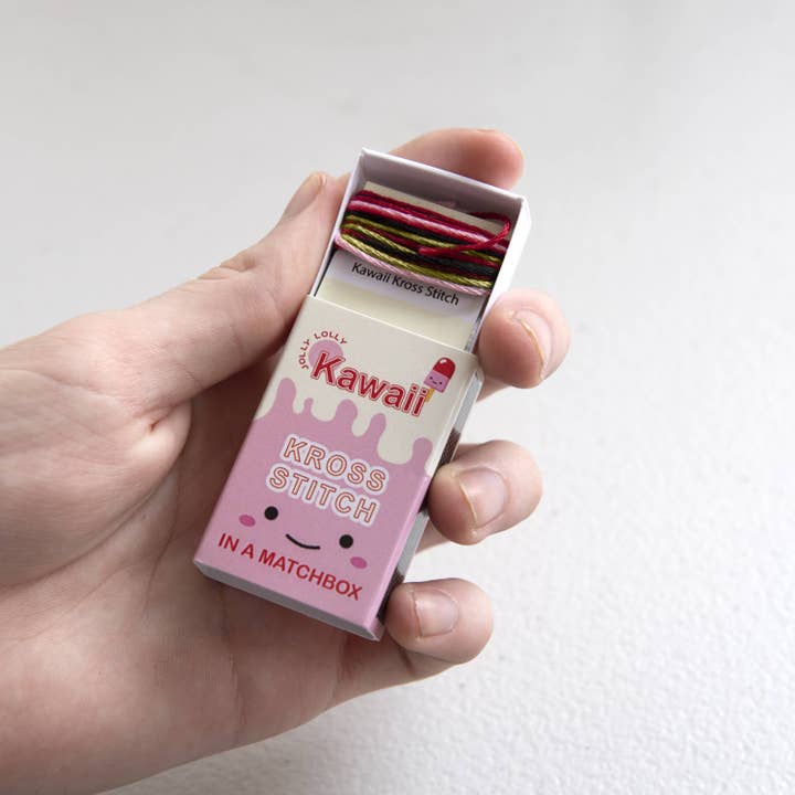 Marvling Bros Ltd - Wholesale Embroidery/Cross Stitch Supplies - Kawaii Ice Lolly Mini Cross Stitch Kit In A Matchbox