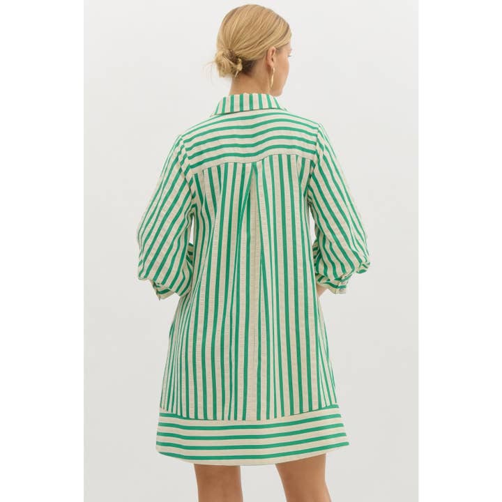 STYLE USA - Wholesale Dress - Women's - Striped seersucker pullover mini dress