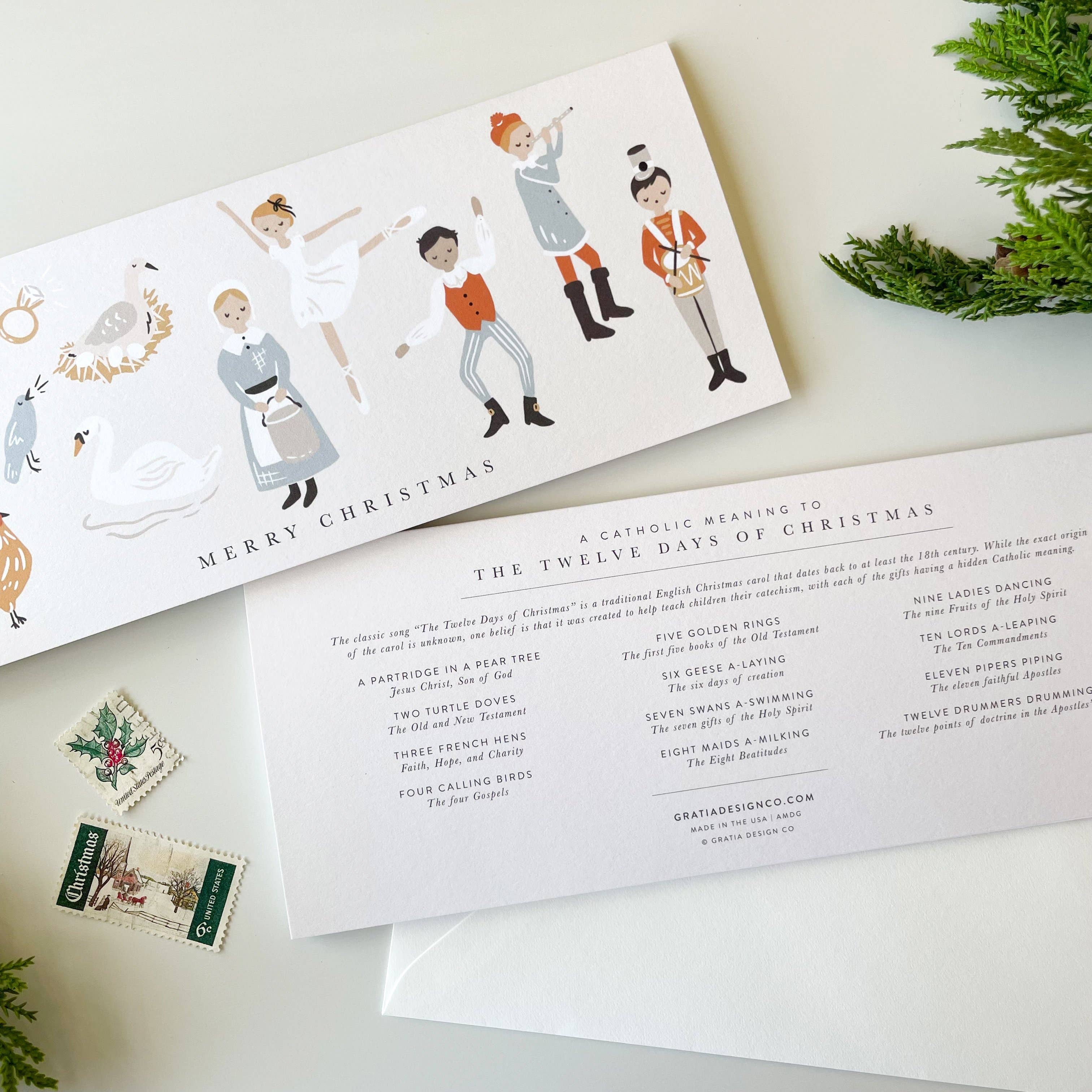 Gratia Design Co. - Vendita all'ingrosso Biglietti di auguri di Natale - Una cartolina cattolica di 12 giorni di Natale1