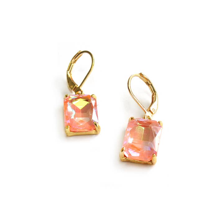 StarryNYC - Wholesale Dangle Earrings - Square Glass Beads Dangle Lever Back Drop Earrings 10