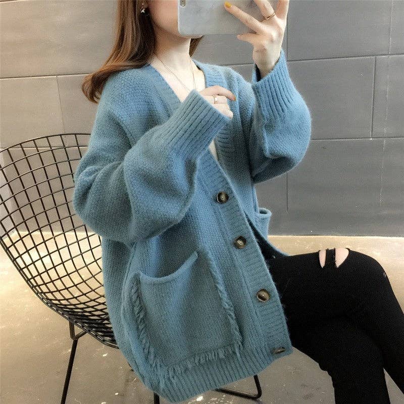 UZ Wholesale Store – wholesale Cardigan – Women’s – Solid Color V-Neck Cardigan Sweater Coat0