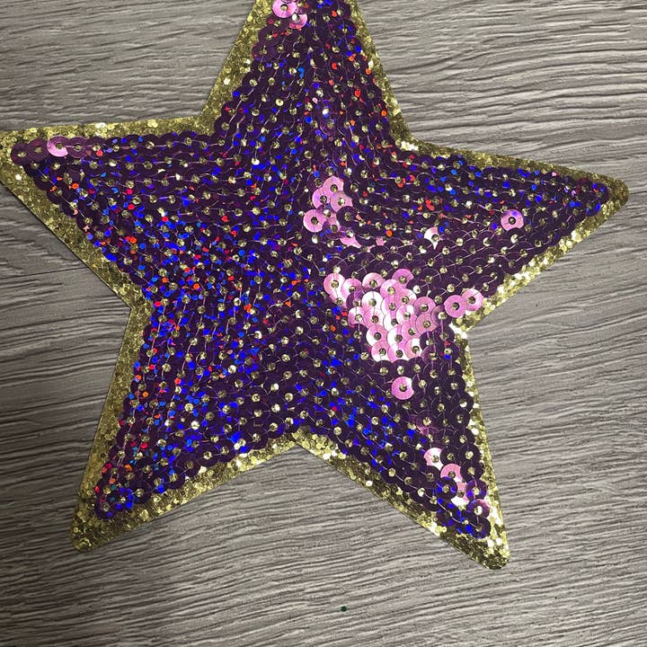 sequinandstiches - Wholesale Patch - Tigers Purple Game Day Sequin Patch, Sequin Star Patch, DIY patch, Iron on Patch, Gold glitter backing11