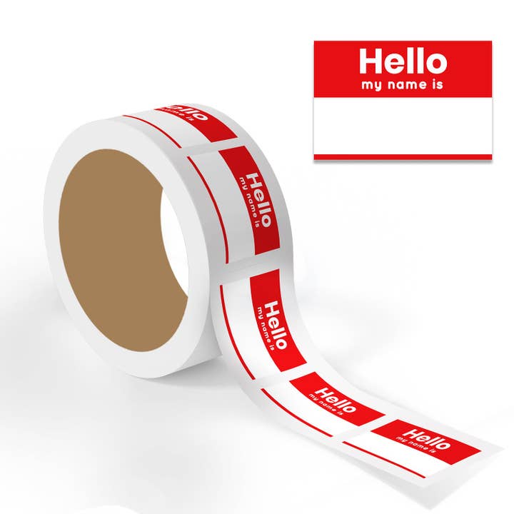 Name Tag - 500 Labels/Roll - 2"x3" - Red for wholesale by StickerJet