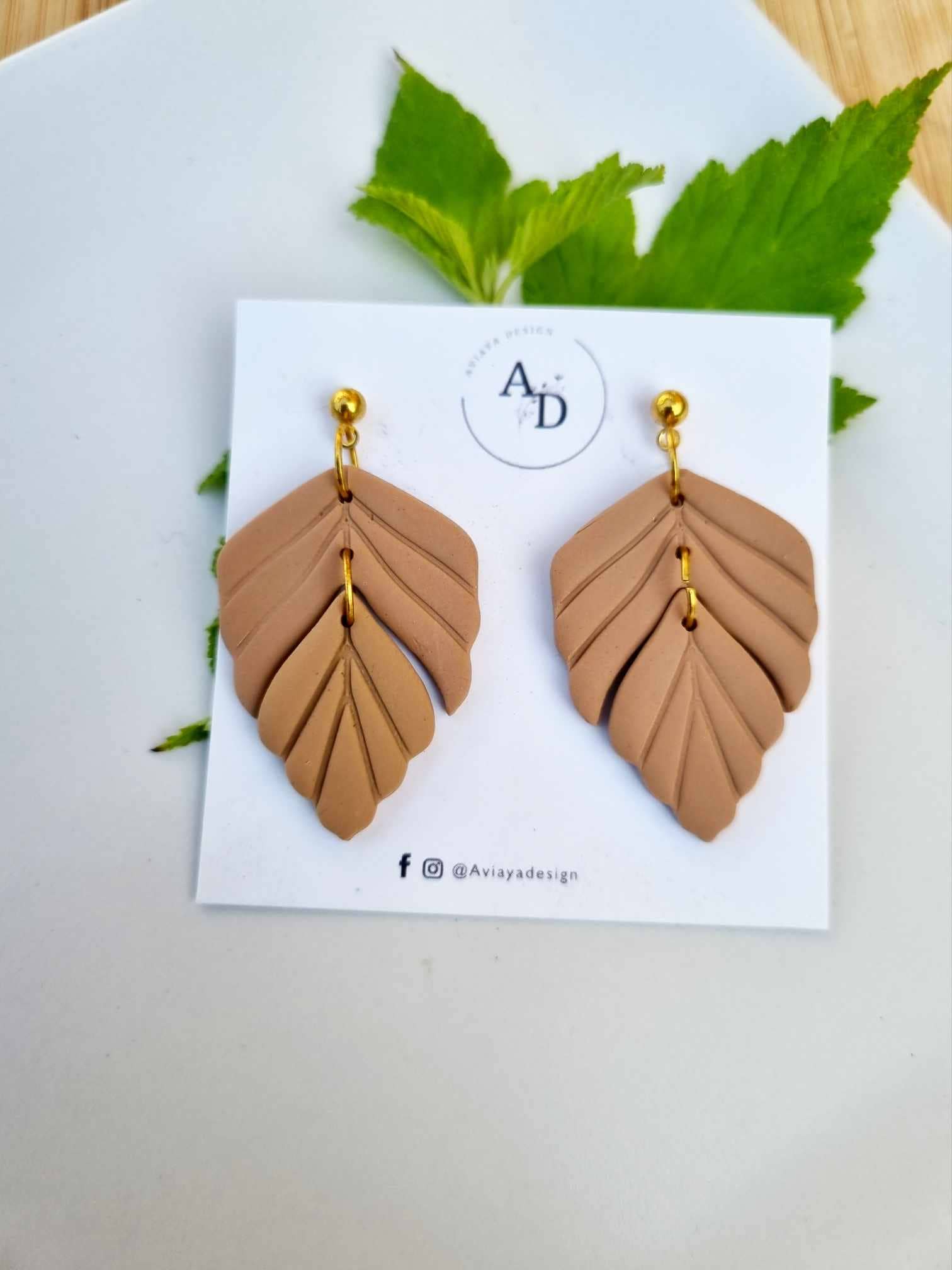 AviayaDesign - Wholesale Dangle Earrings - Neutral tan dangle