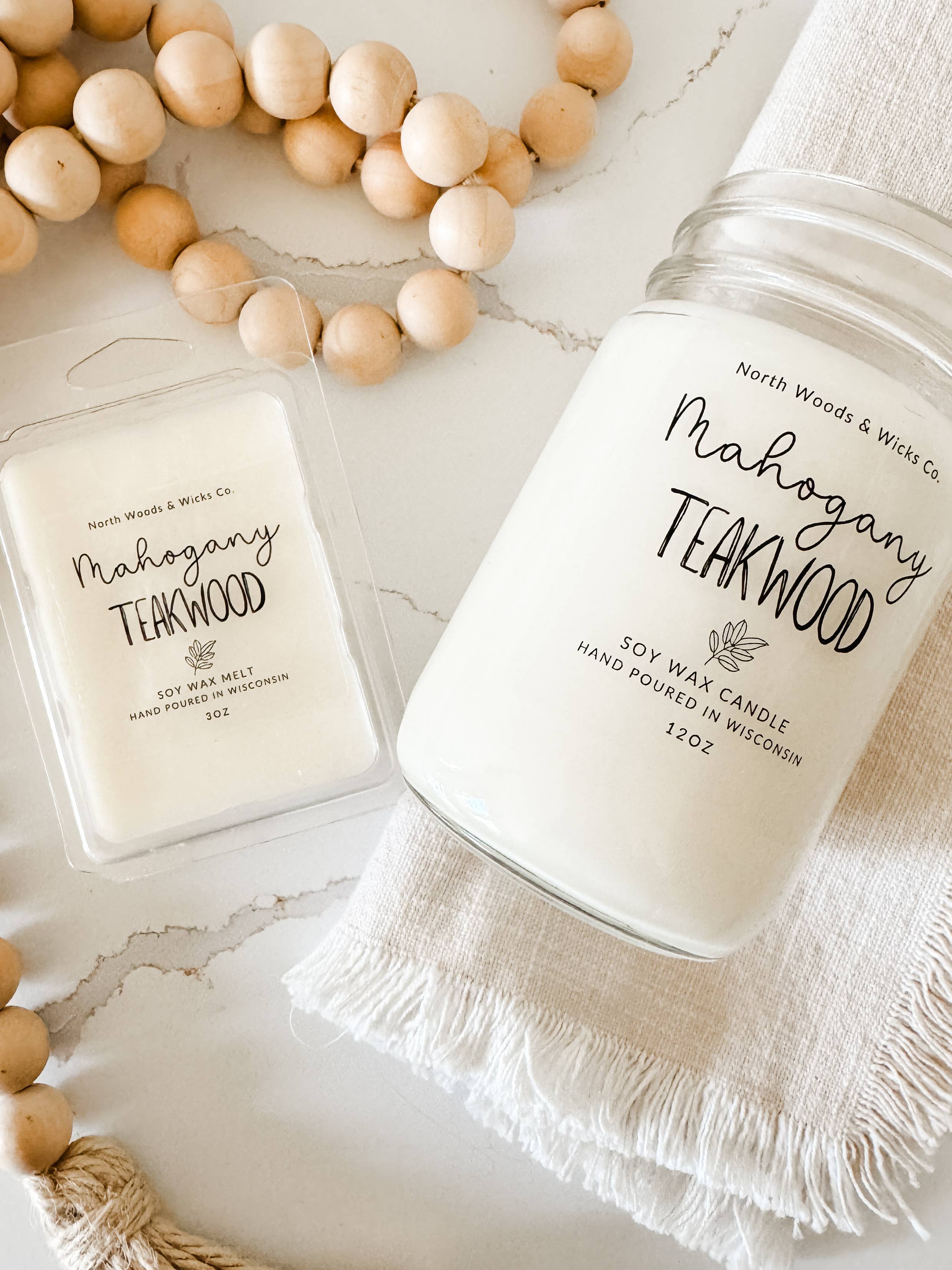 North Woods & Wicks Co - Wholesale Jar/Filled Candle - Mahogany Teakwood 12oz Soy Candle1