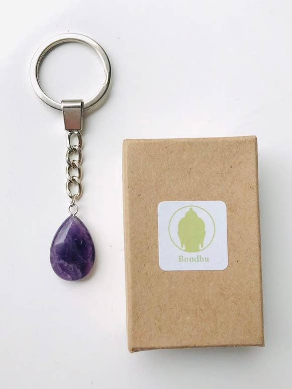 Lilla Ametist Teardrop Crystal sten hänge rostfritt för wholesale av Bondhu Jewelry