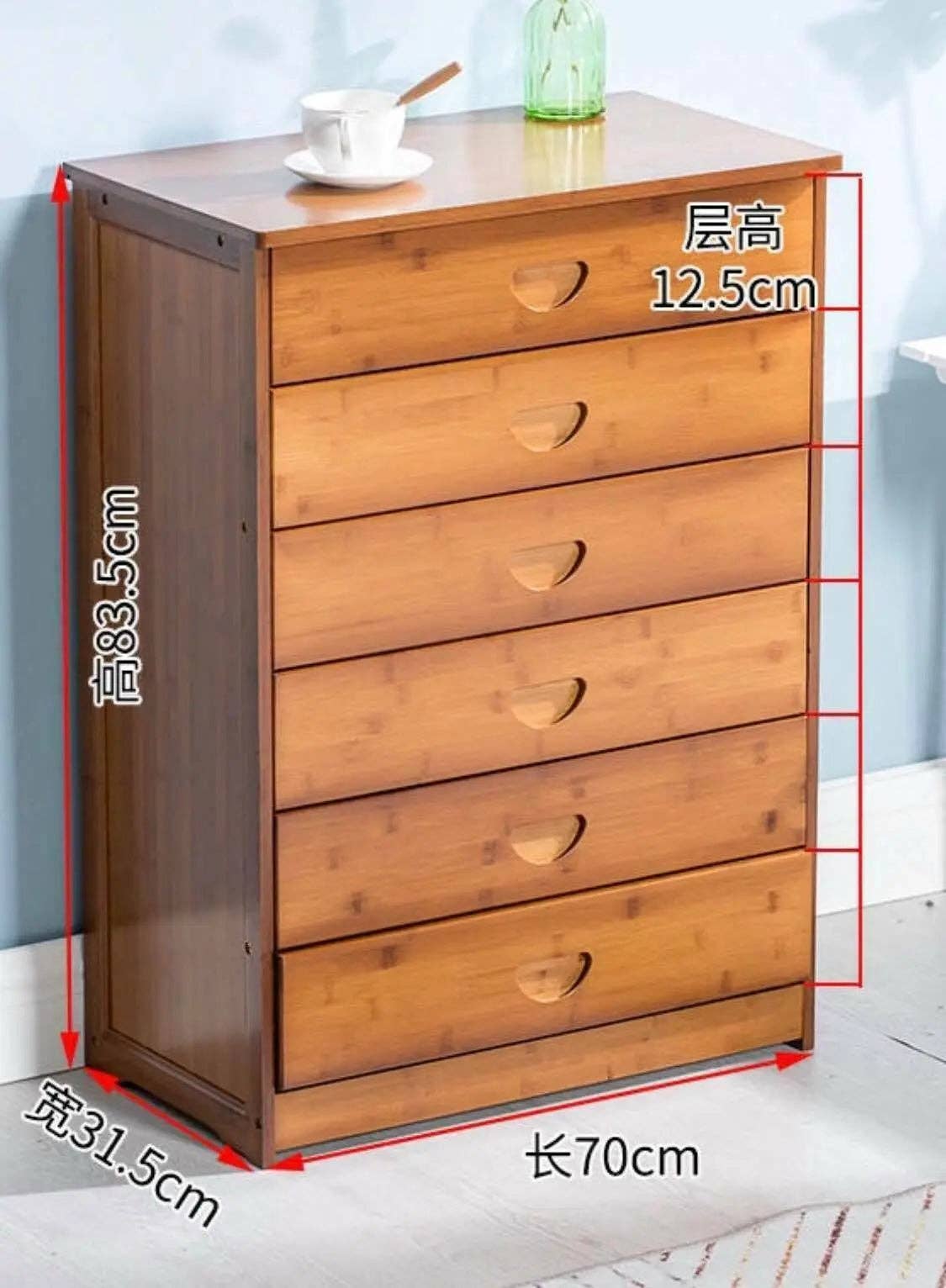 everythingbamboo - Vente Armoire - Commode moderne en bambou massif avec tiroirs pour chambre, choix élégant de rangement8