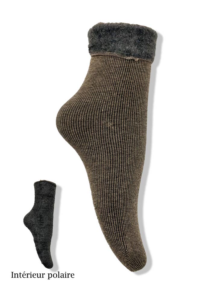 Belle Com'Elle - Wholesale Sock Slippers - Women's - Ribbed fleece socks/W138816