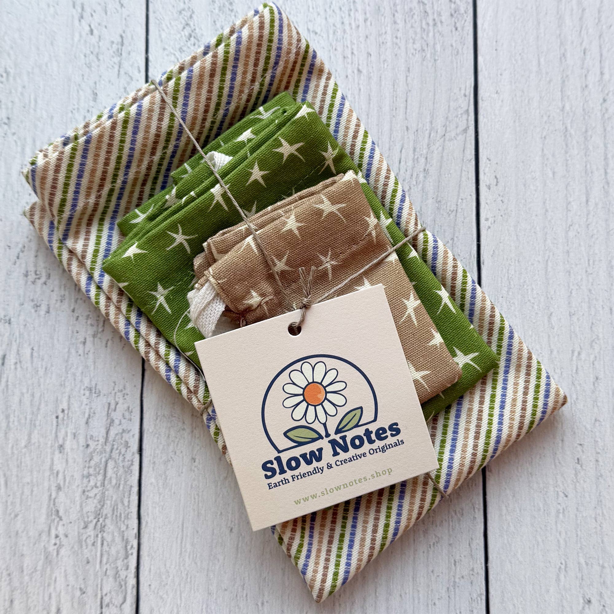 Slow Notes - Wholesale Gift Bag Set/Pack - Reusable Gift Bag Trio – 3-Piece Organic Cotton Set0