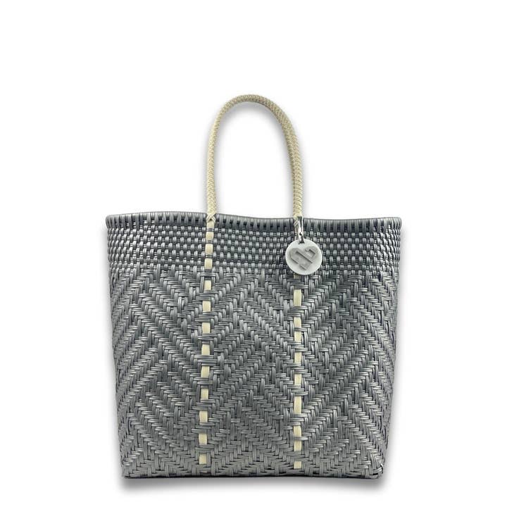 Borsa Tote Grande in Argento Scintillante per la vendita all'ingrosso da parte di Maria Victoria