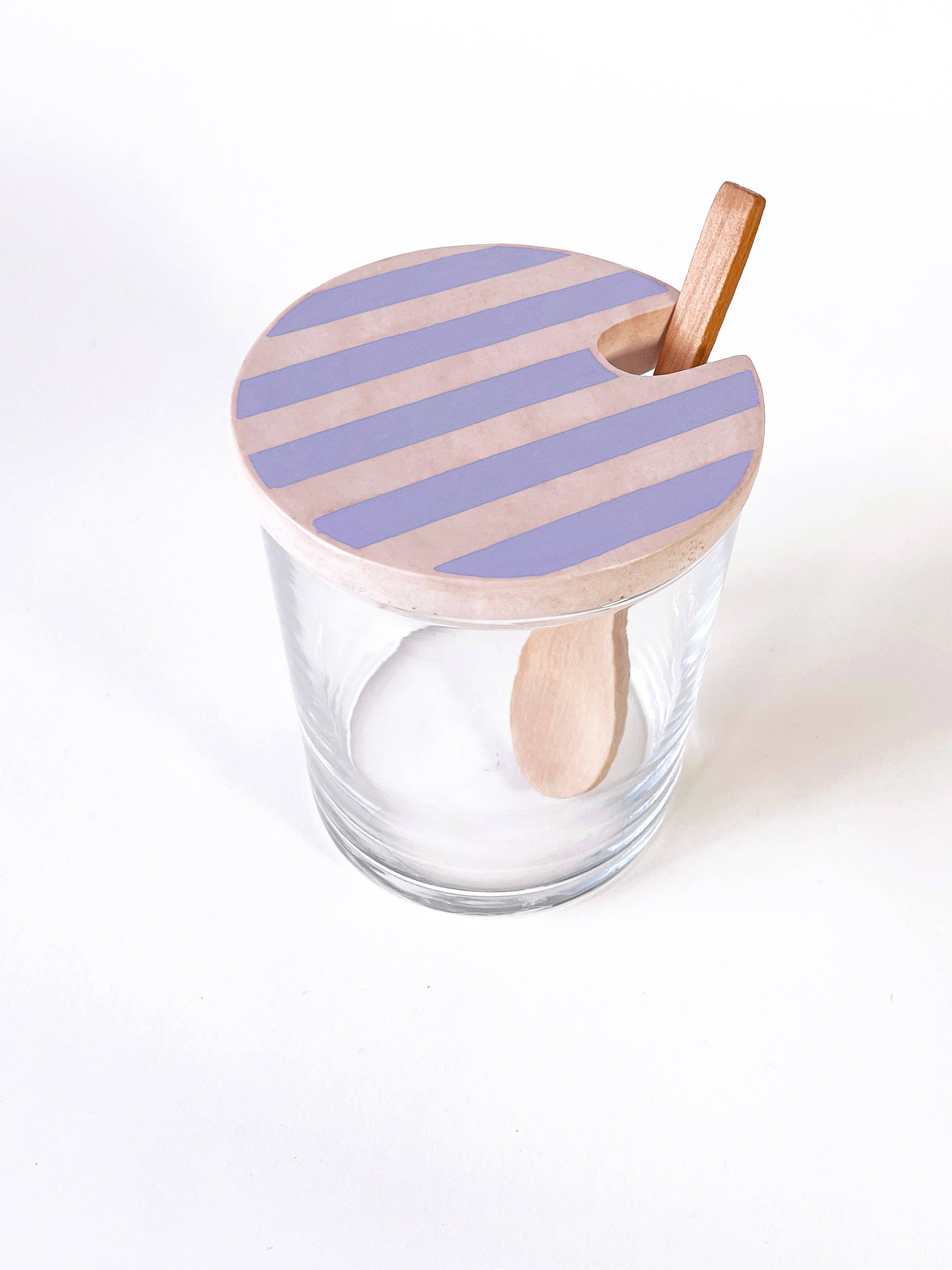 Casa Mescla - Wholesale Jar - Glass Sugar Pot with Stripe Lid & Wooden Spoon3