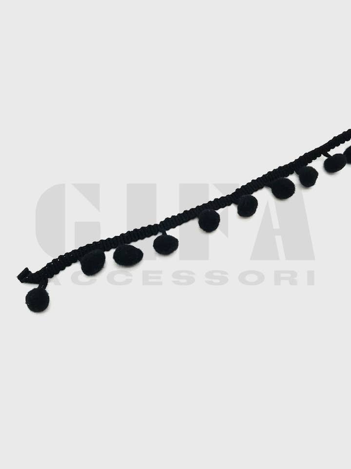 Gifa Accessori – Großhandel Schnürsenkel – Damen – Pomponborte Schwarz