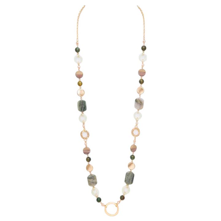 Mix Beads Station Long Necklace for wholesale by LA Jewelry Plaza