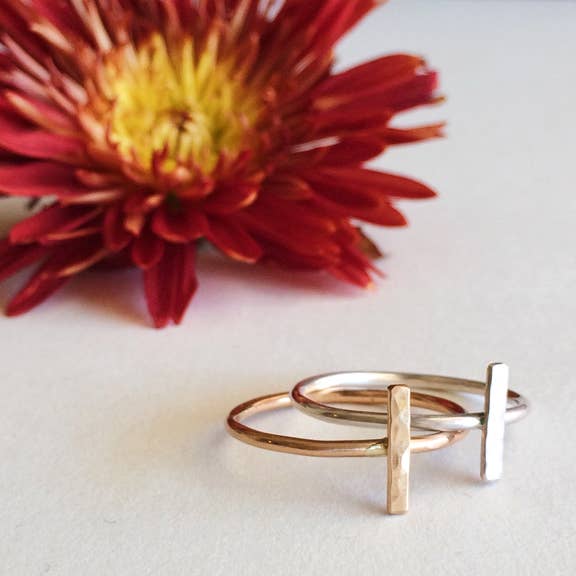 Blossom and Shine - Wholesale Band/Stacked Ring - Dainty Bar Rings | Sterling Silver or 14k Gold Filled2