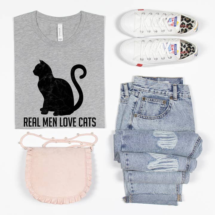 Riktiga män älskar katter skjorta, Katt pappa skjorta för wholesale av Lucky Avocado