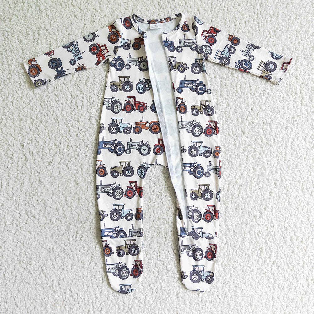 Aier Wholesale - Wholesale Sleepsuit - Baby - Baby kids fall zip tractor rompers1