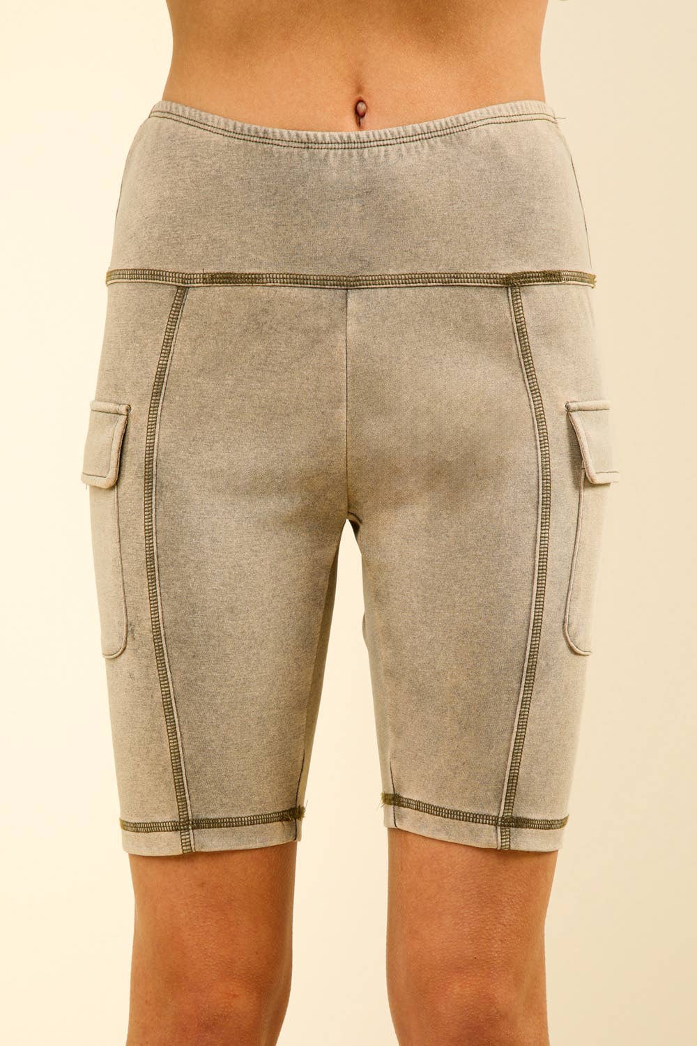 VERY J – Engroshandel Shorts – Kvinder – NP70303-vaskede bløde strikkede Cargo cykelshorts0