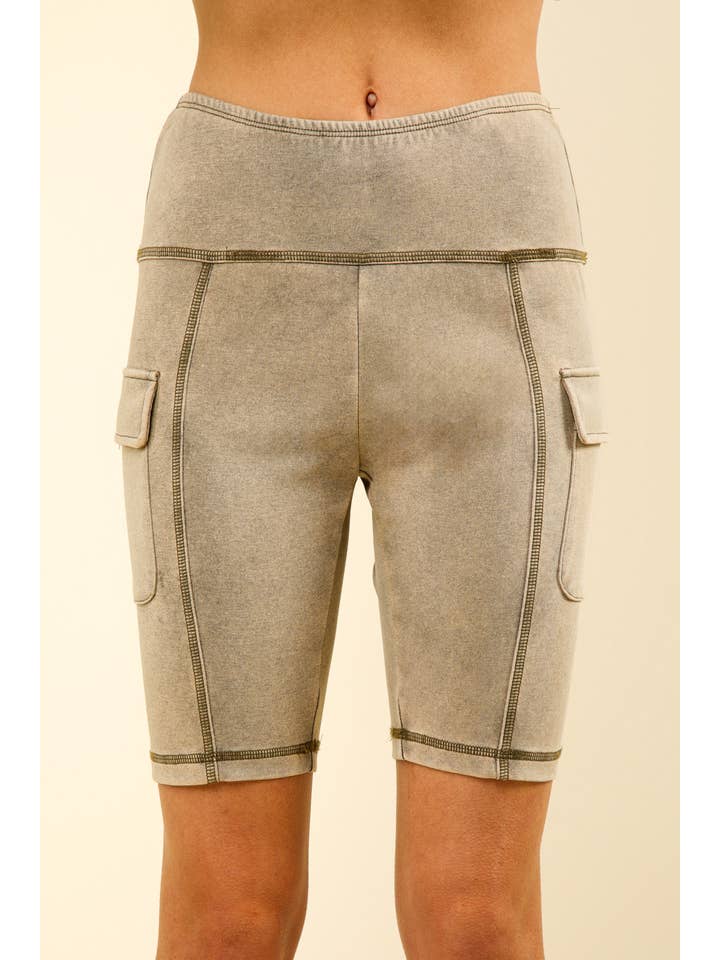 VERY J – Engroshandel Shorts – Kvinder – NP70303-vaskede bløde strikkede Cargo cykelshorts