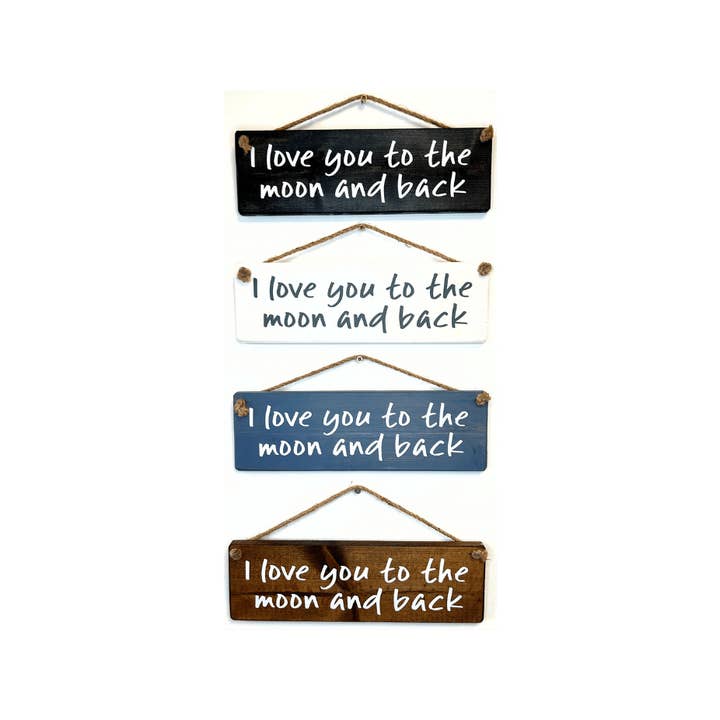 Jag älskar dig till månen handgjord hängande träskylt för wholesale av The Giggle Gift Company