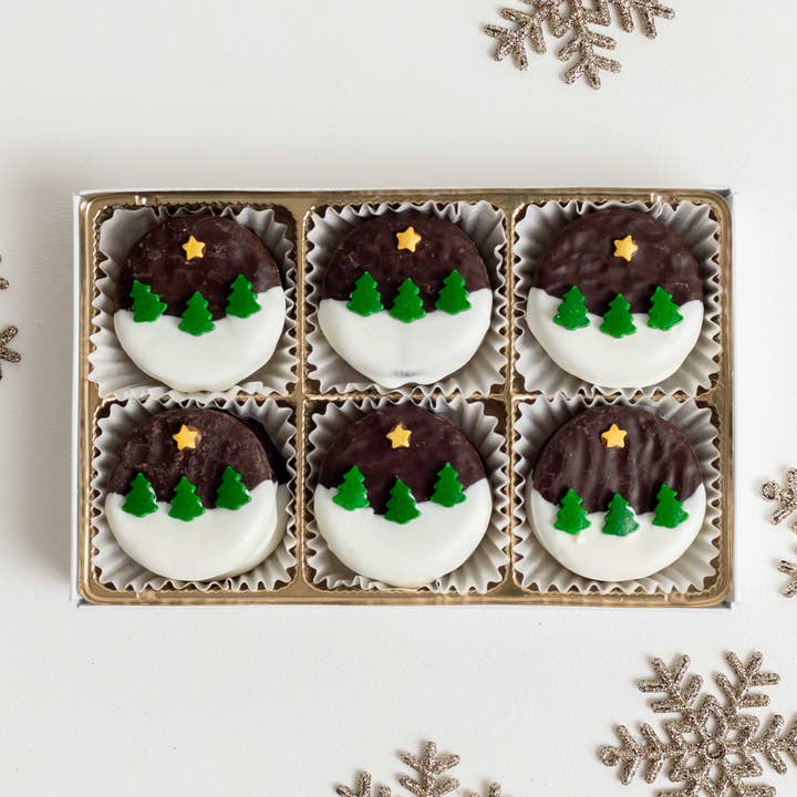 Gift Box of 12 Peppermint Delights Christmas Tree and Star for wholesale by Branded Treats