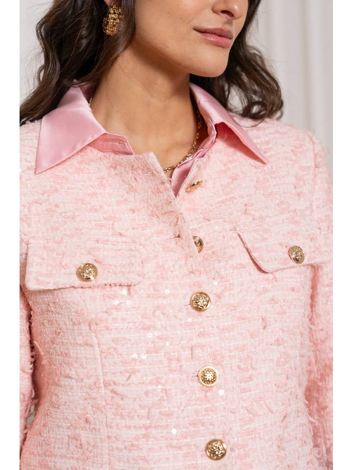 Pink Jenny short tweed jacket - CK08346-3 for wholesale on Faire3