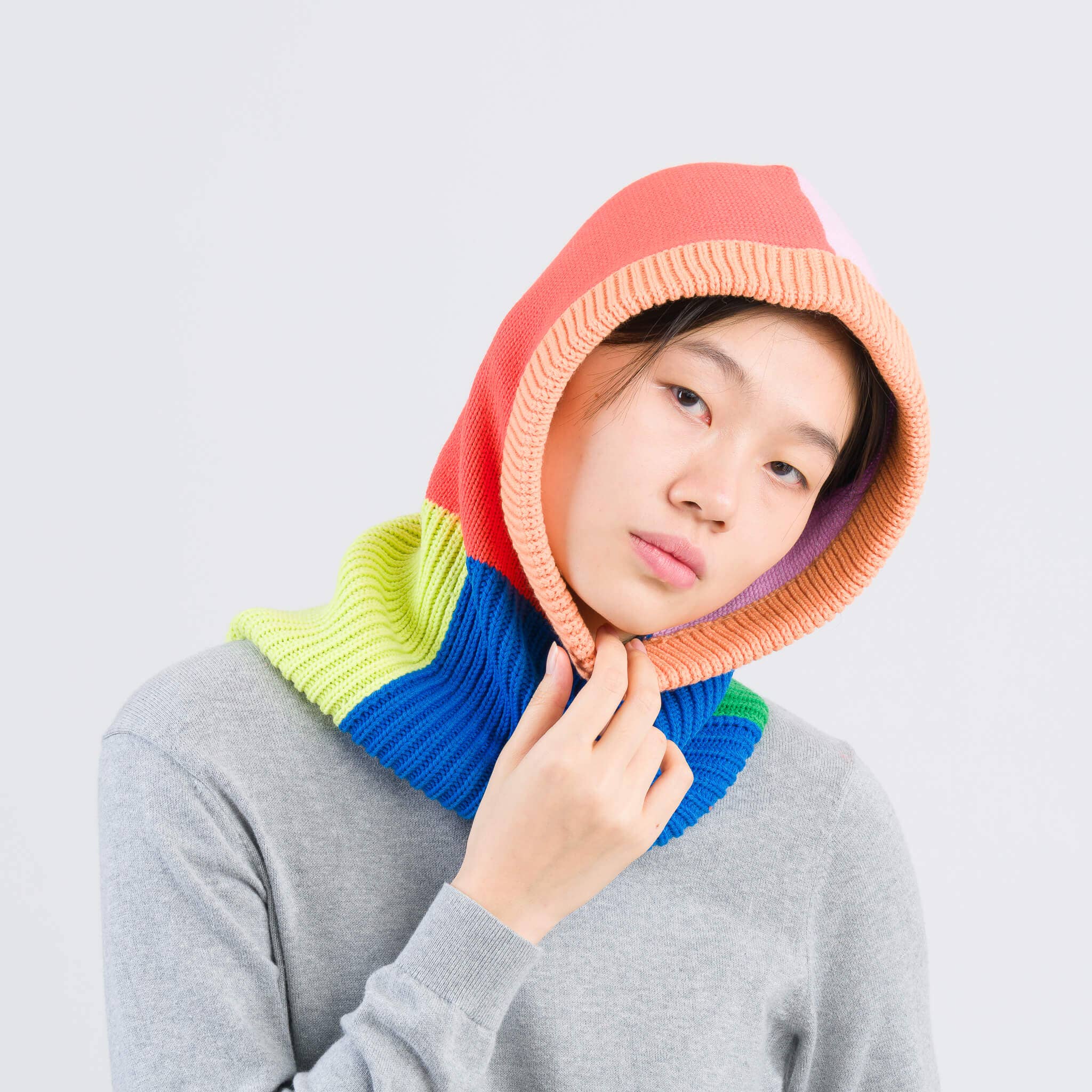 VERLOOP | knits - Wholesale Balaclava - Unisex - Mismatch Knit Hood1