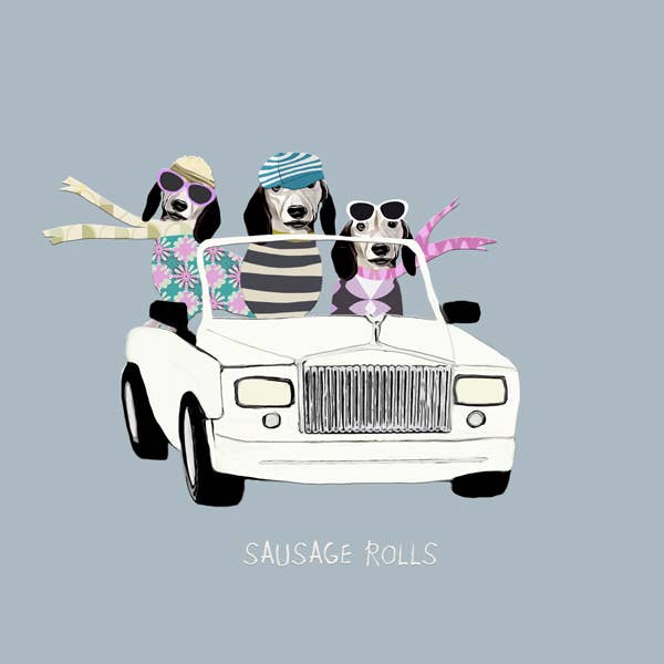 Sally Scaffardi Design – Engroshandel Hverdagshilsen kort – Dyr049... Pølseruller lykønskningskort1