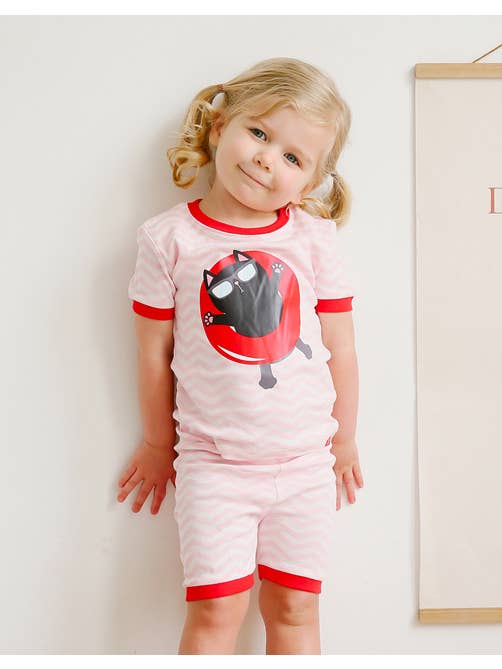 Red Tube Kitty Short Sleeve Pajama Set for wholesale on Faire
