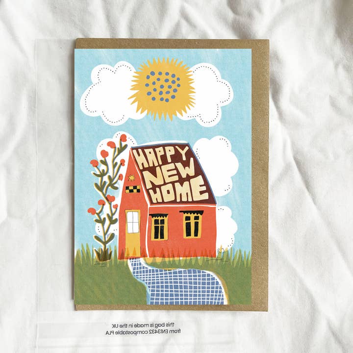 'Happy New Home' | Moving | Housewarming A6 Greetings Card for wholesale by Rebecca Joy Ltd