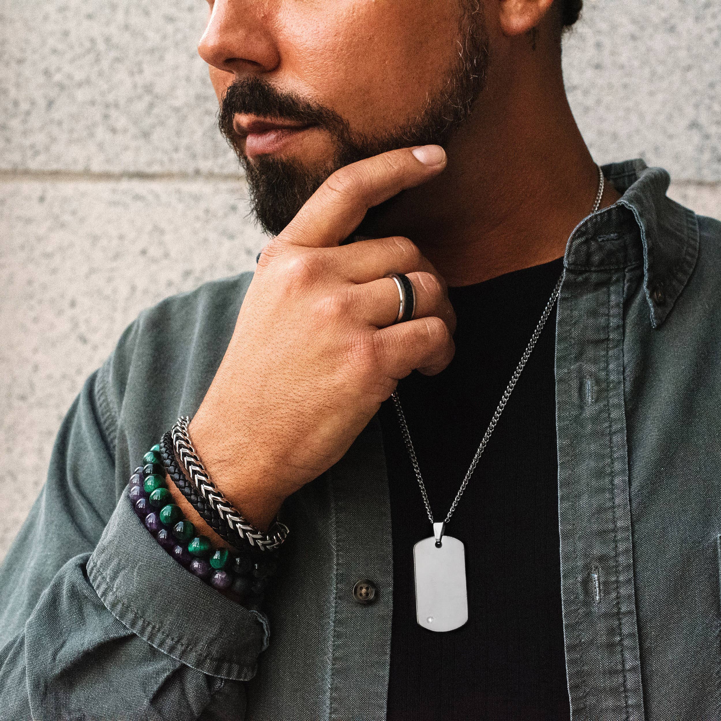 West Coast Jewelry - Vente Colliers à pendentif - Pendentif pour chien en tungstène avec accent diamant pour homme6