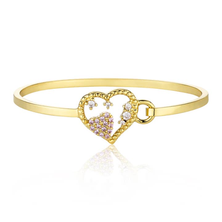 Cubic Zirconium Heart Bangle for wholesale by Little Miss Twin Stars