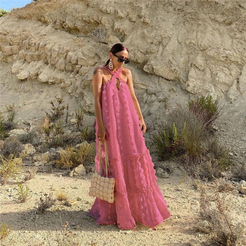 FurDecoration – wholesale Gown – Women's – Floral Cascade Gown with Neck Drape1