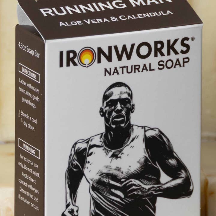 IRONWORKS Soap Company - Wholesale Bar Soap - Men's - The Running Man Soap – Aloe Vera & Calendula (Unscented)