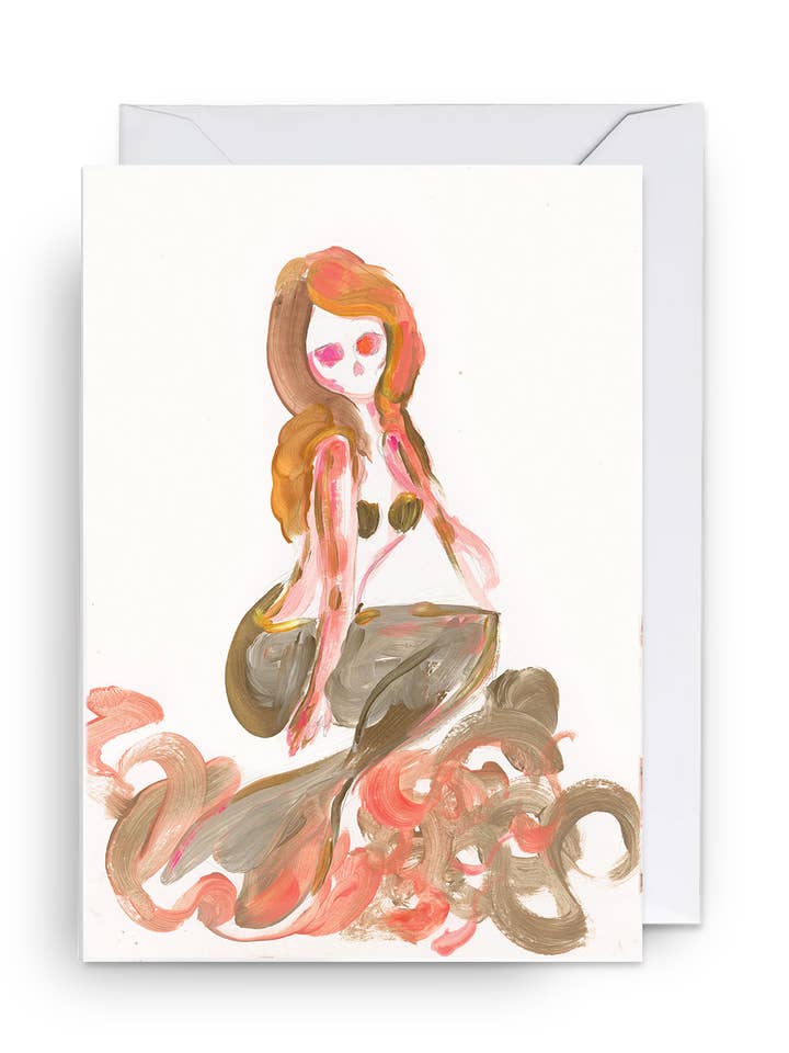 Sirène sur les rochers - Carte de vœux pour la vente par Lisa Penz Art