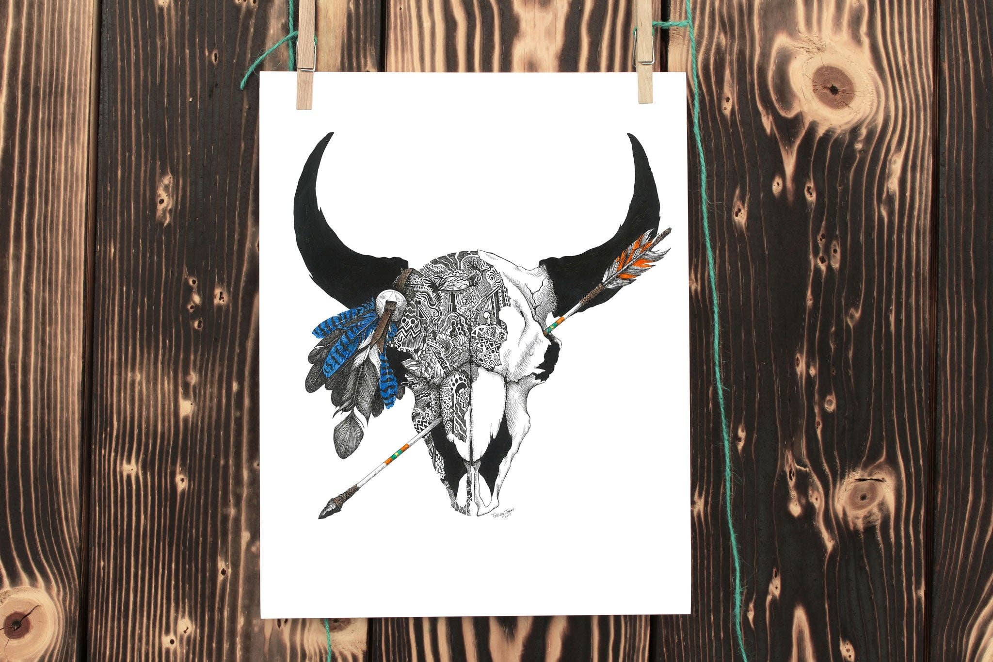 FJ Creations - Wholesale Art Print - Courage (Bison Skull) - Fine Art Print1